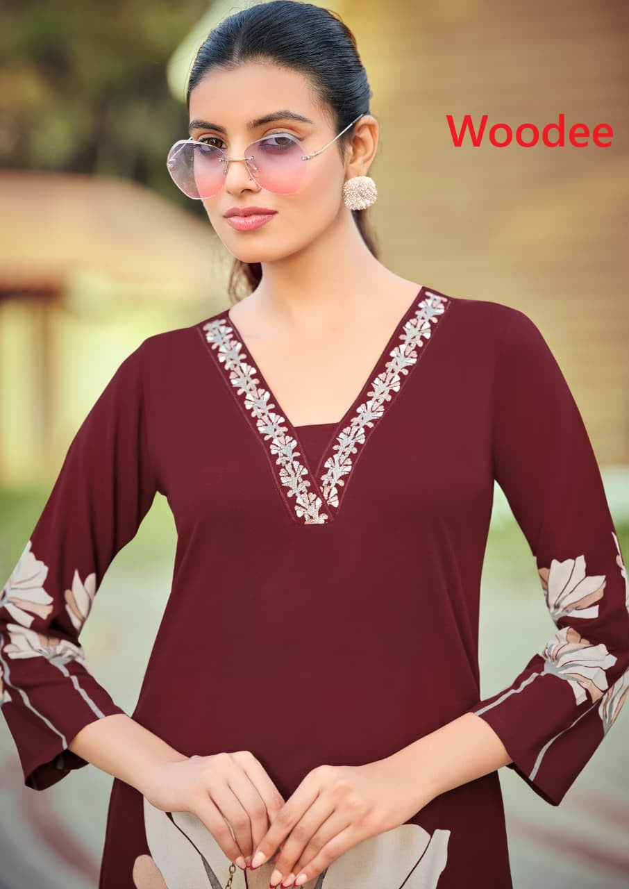Harmeen Woodee Heavy Rayon Co Ord Set Wholesale Price
