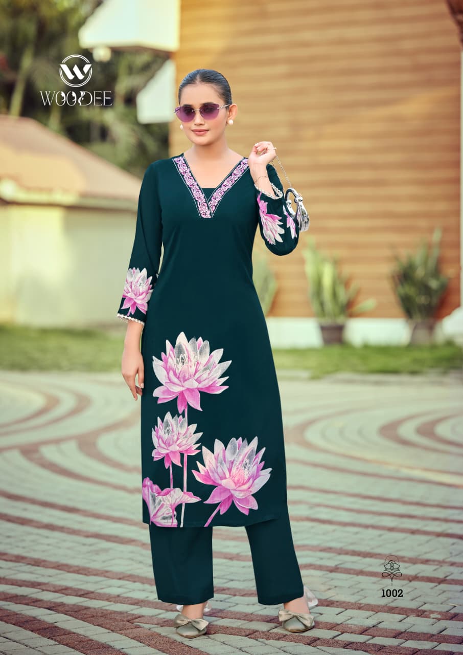 Harmeen Woodee Heavy Rayon Co Ord Set Wholesale Price