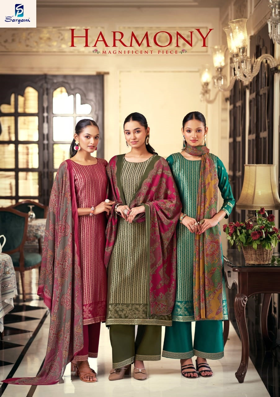 Harmony Sargam Prints Pure Bemberg Pant Style Suits Supplier India