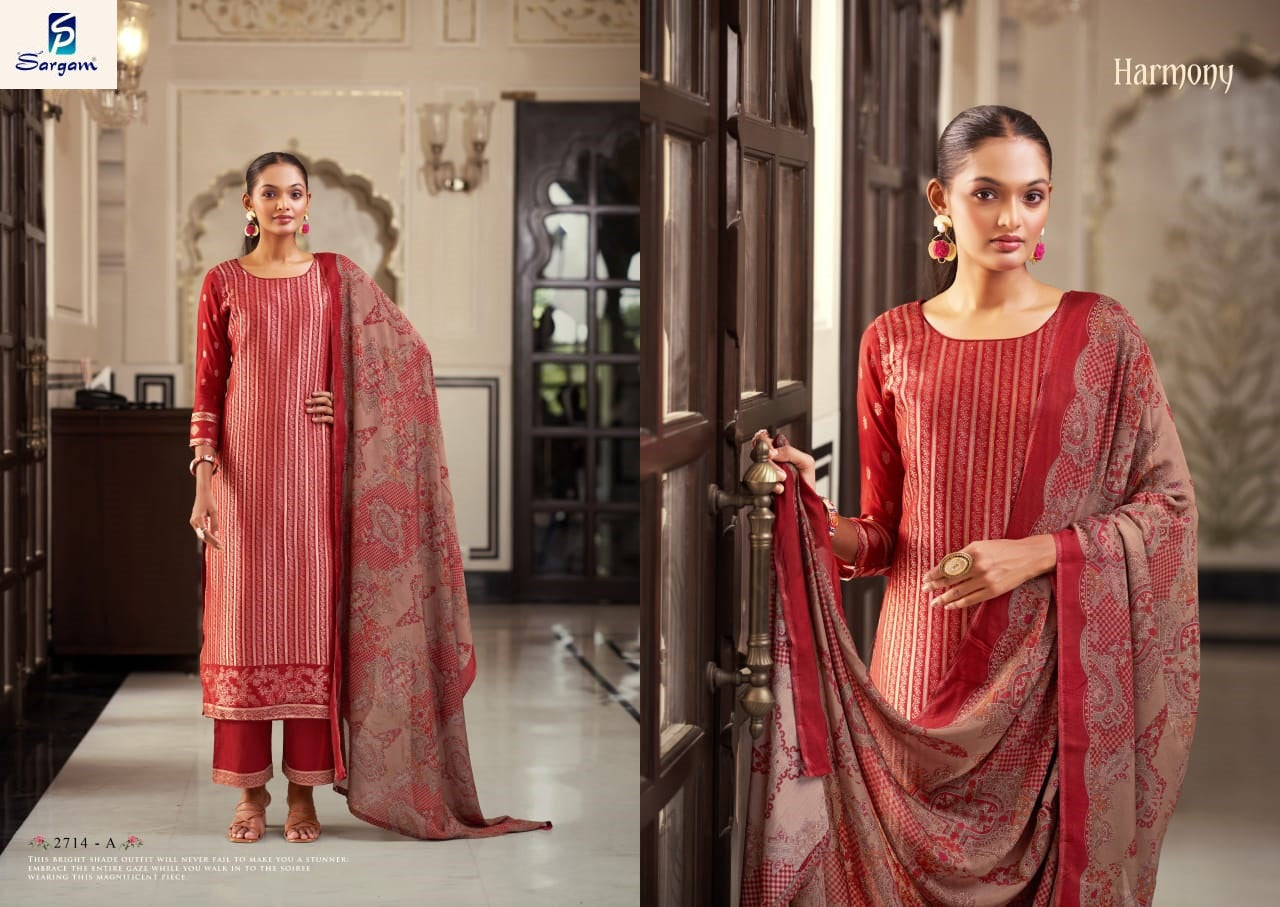 Harmony Sargam Prints Pure Bemberg Pant Style Suits Supplier India