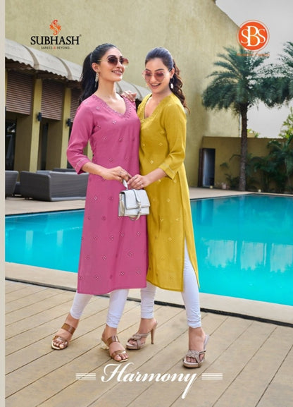 Harmony Sbs Chanderi Straight Cut Kurtis Supplier