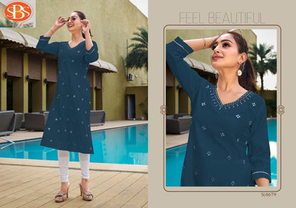 Harmony Sbs Chanderi Straight Cut Kurtis Supplier