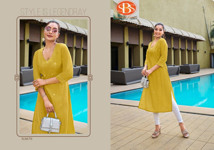 Harmony Sbs Chanderi Straight Cut Kurtis Supplier