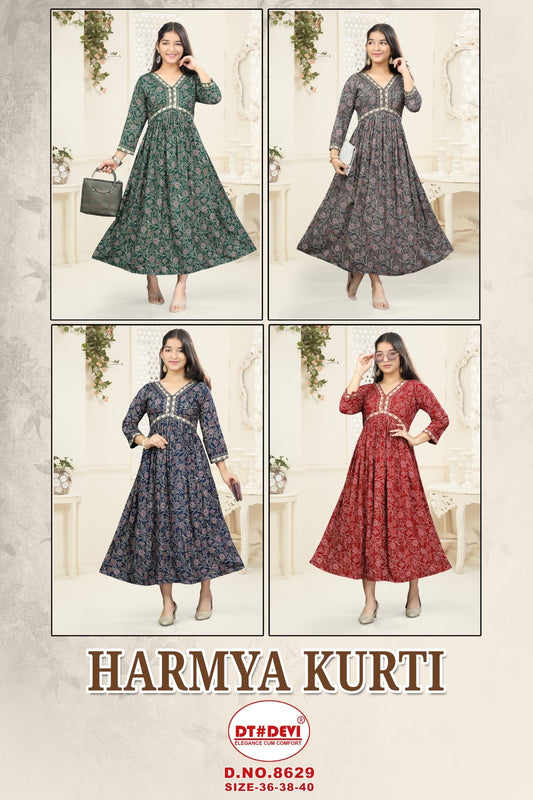 Harmya 8629 Dt Devi Rayon Kurtis Exporter Ahmedabad