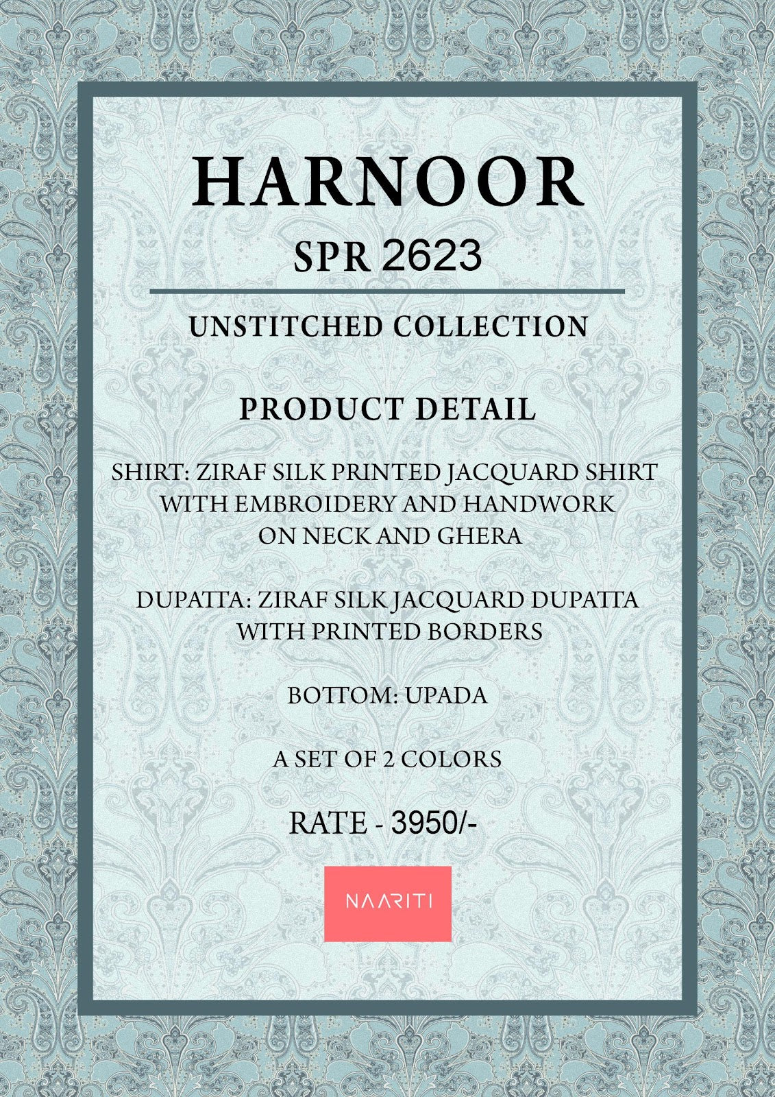 Harnoor Naariti Ziraf Silk Pant Style Suits Exporter Ahmedabad