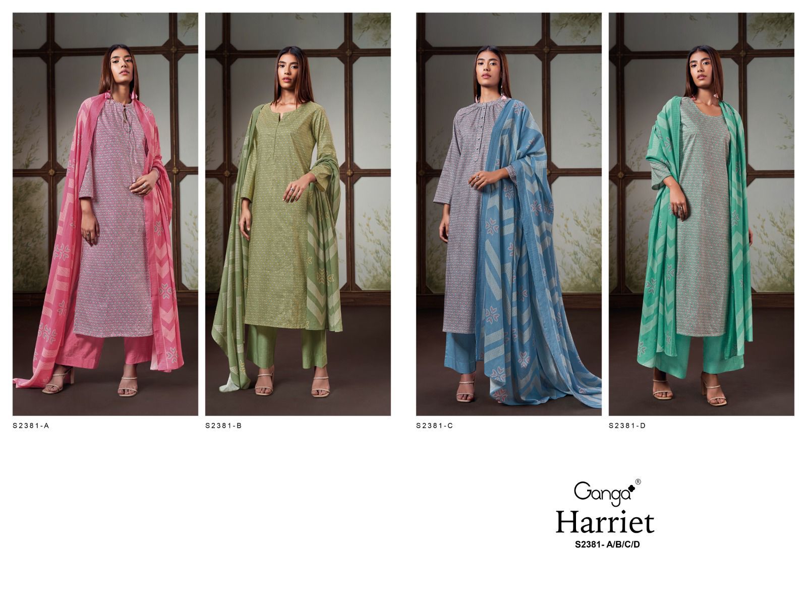 Harriet-2381 Ganga Premium Cotton Plazzo Style Suits