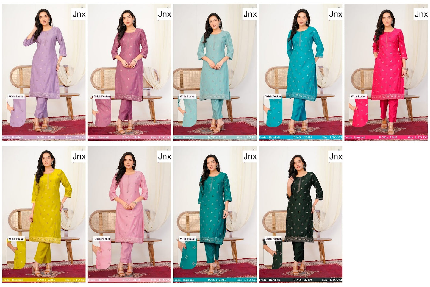 Harshali Jnx Gadwal Kurti Pant Set Supplier