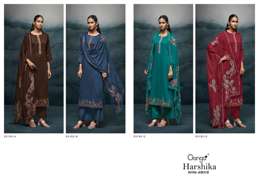 Harshika S3182 Ganga Silk Satin Plazzo Style Suits Wholesale