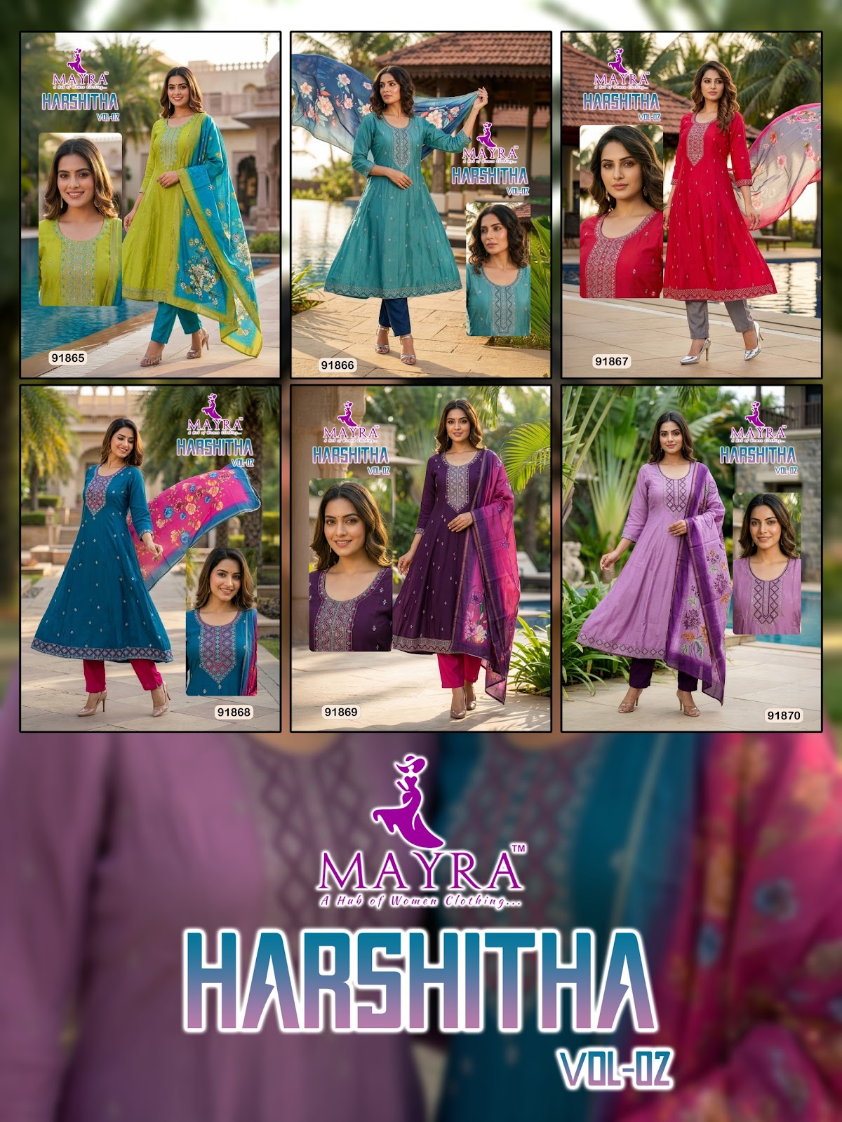 Harshitha Vol 2 Mayra Roman Silk Readymade Anarkali Suits Exporter Ahmedabad