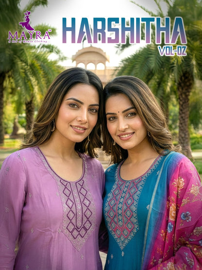 Harshitha Vol 2 Mayra Roman Silk Readymade Anarkali Suits Exporter Ahmedabad