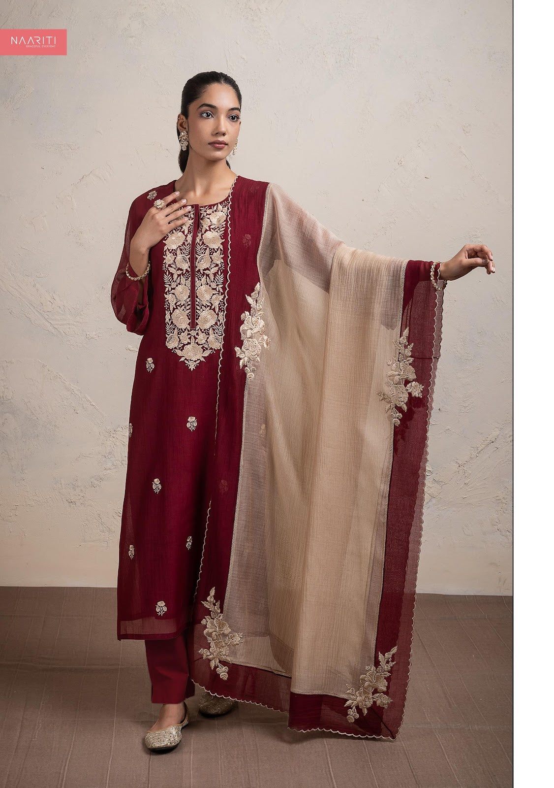 Harumi Naariti Mul Chanderi Pant Style Suits Supplier India