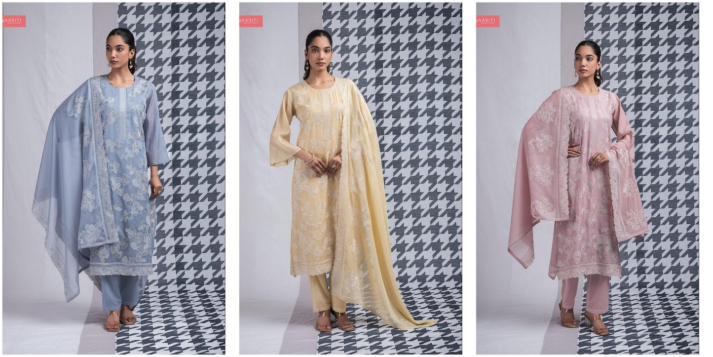Harveen Naariti Mul Chanderi Pant Style Suits Manufacturer Ahmedabad