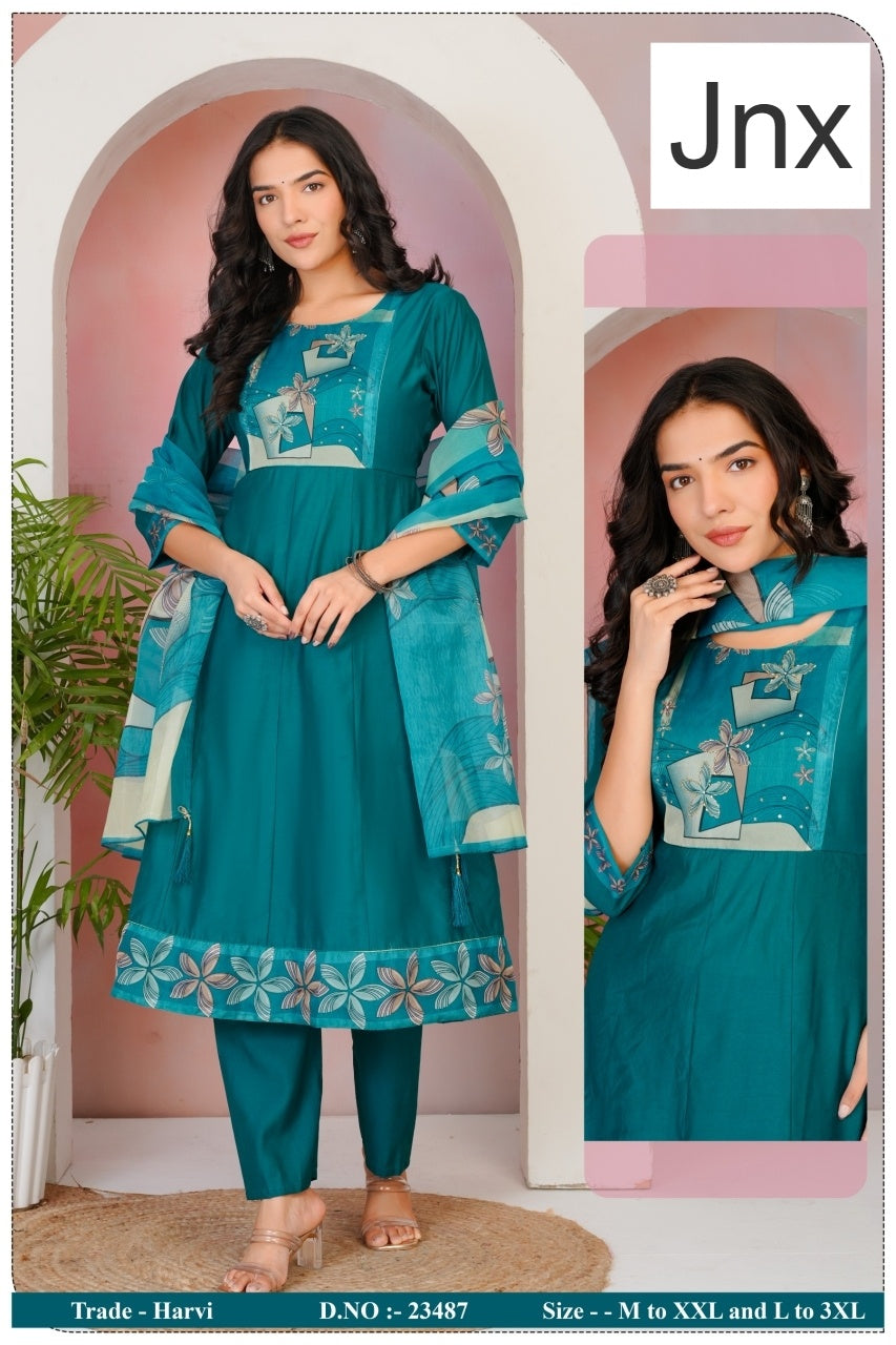Harvi 2506 Jnx Roman Readymade Anarkali Suits Manufacturer Ahmedabad
