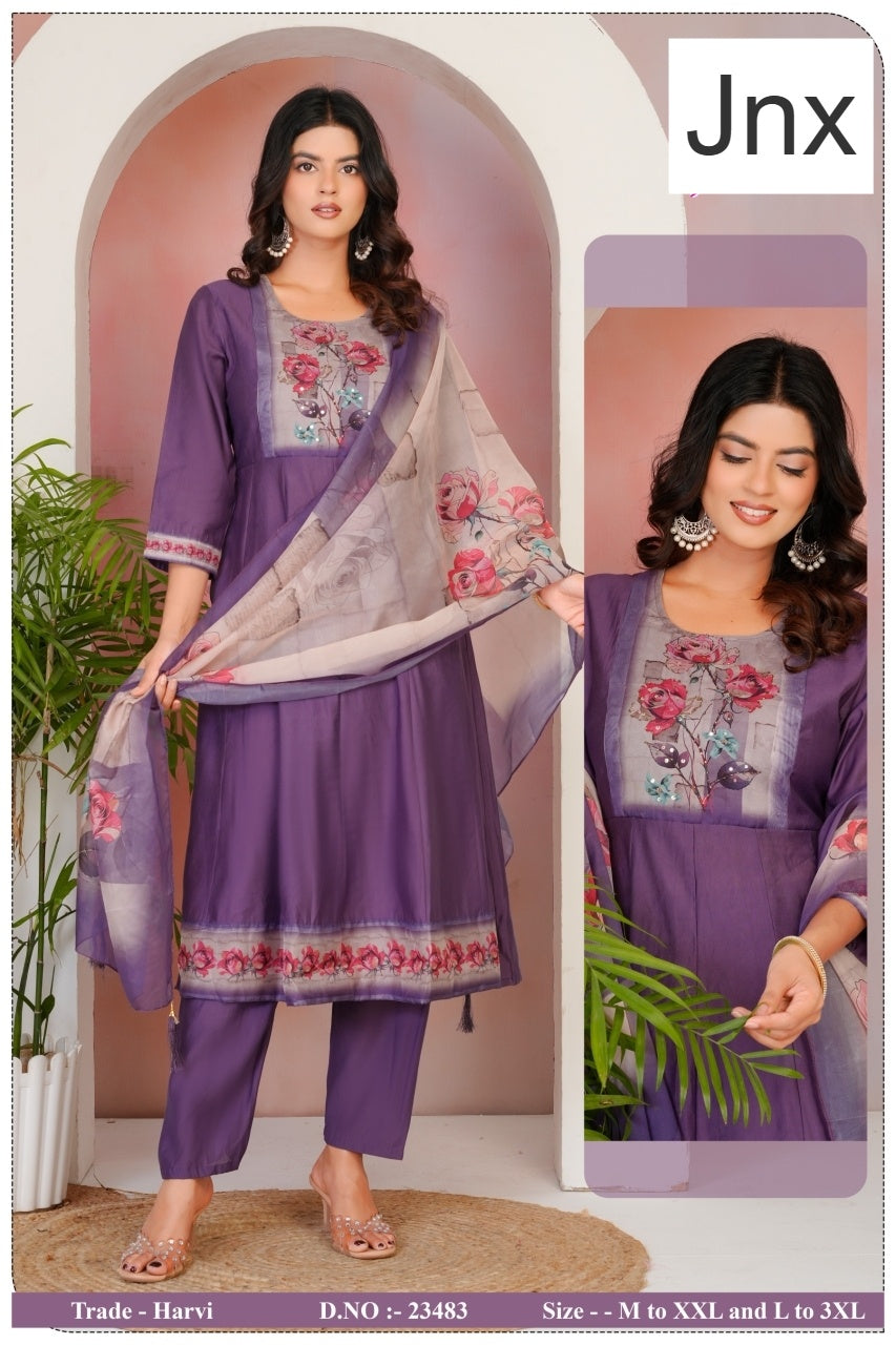 Harvi 2506 Jnx Roman Readymade Anarkali Suits Manufacturer Ahmedabad