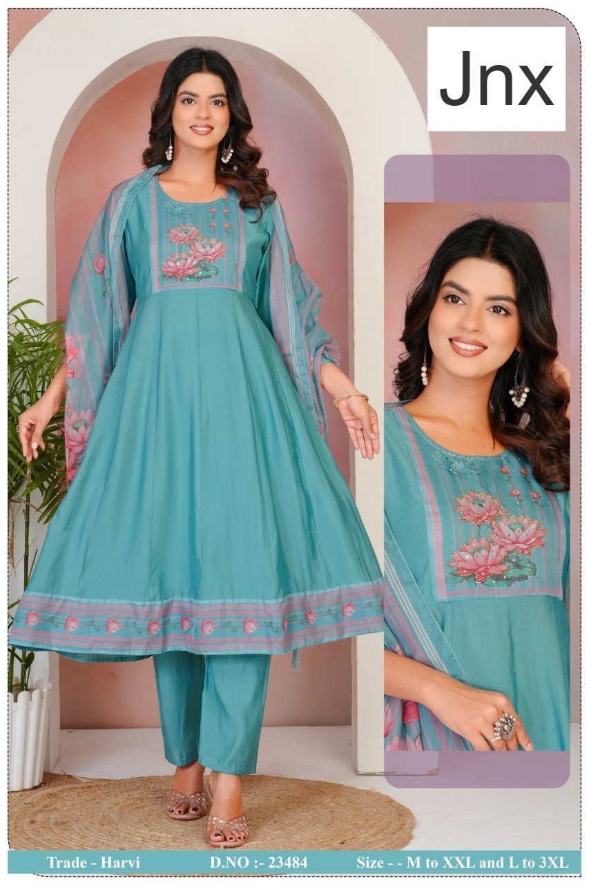 Harvi 2506 Jnx Roman Readymade Anarkali Suits Manufacturer Ahmedabad
