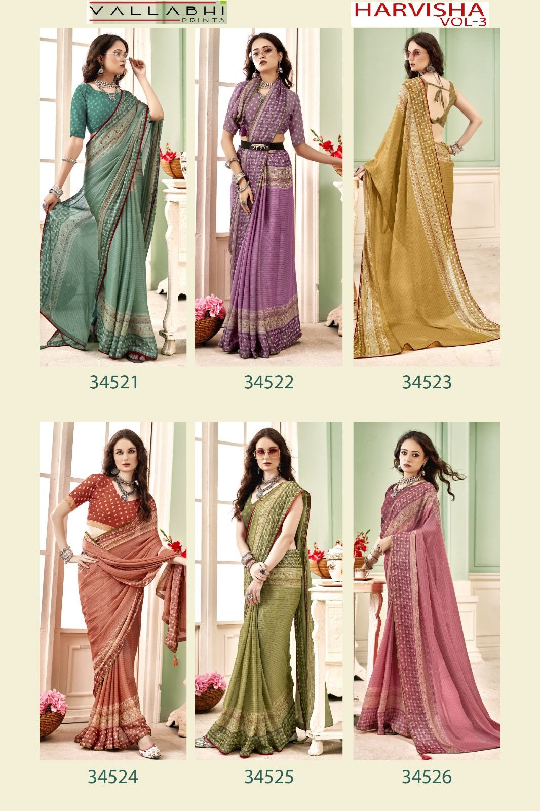 Harvisha Vol 3 Vallabhi Prints Brasso Sarees Wholesaler Gujarat