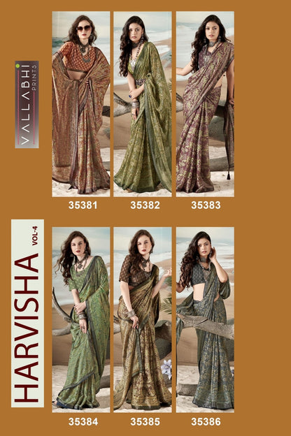 Harvisha Vol 4 Vallabhi Prints Brasso Sarees Supplier Ahmedabad