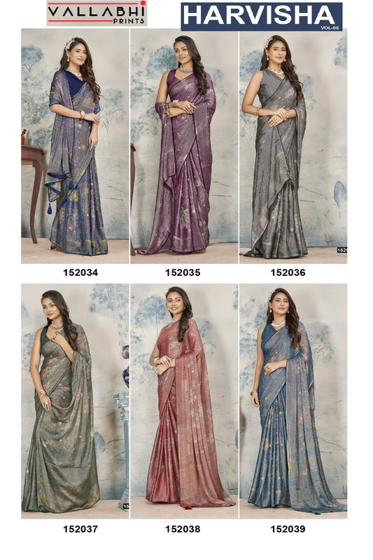 Harvisha Vol 6 Vallabhi Prints Chiffon Sarees Exporter