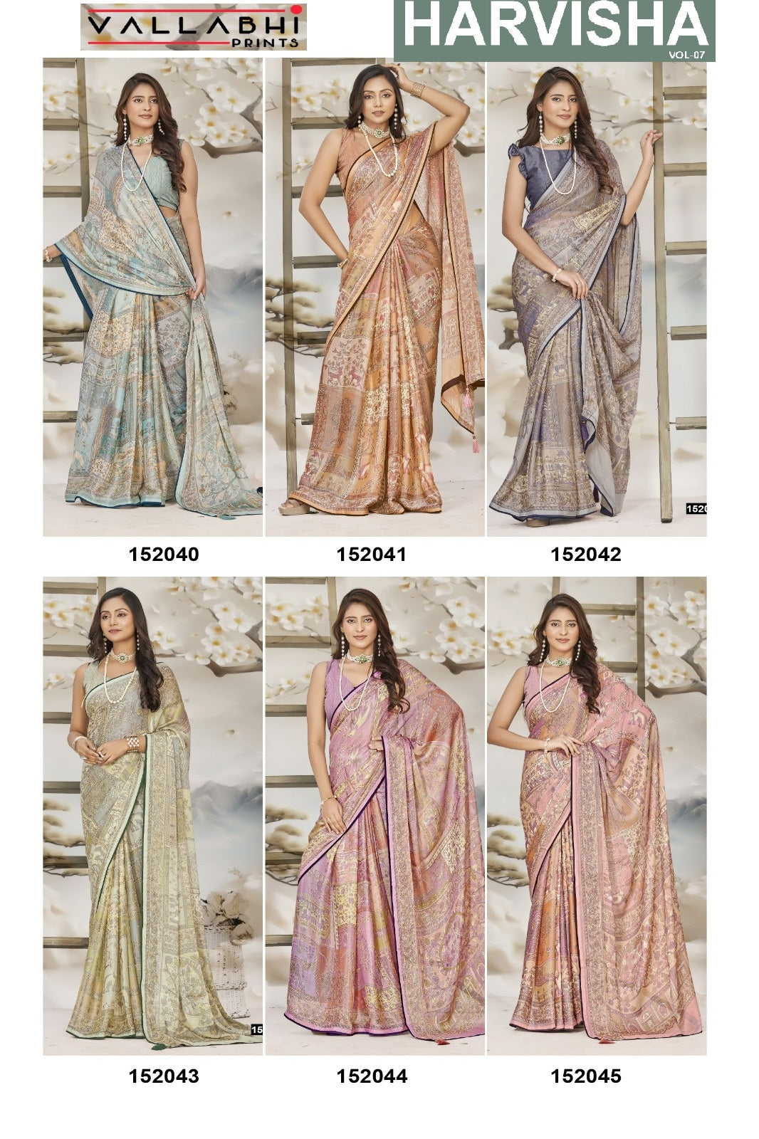 Harvisha Vol 7 Vallabhi Prints Chiffon Sarees Wholesaler