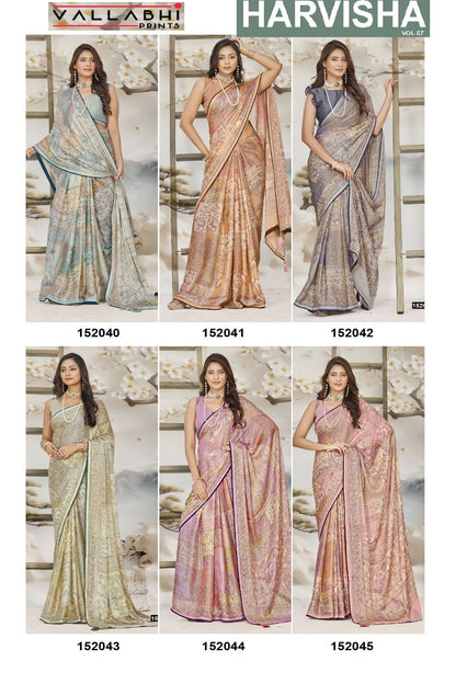 Harvisha Vol 7 Vallabhi Prints Chiffon Sarees Wholesaler