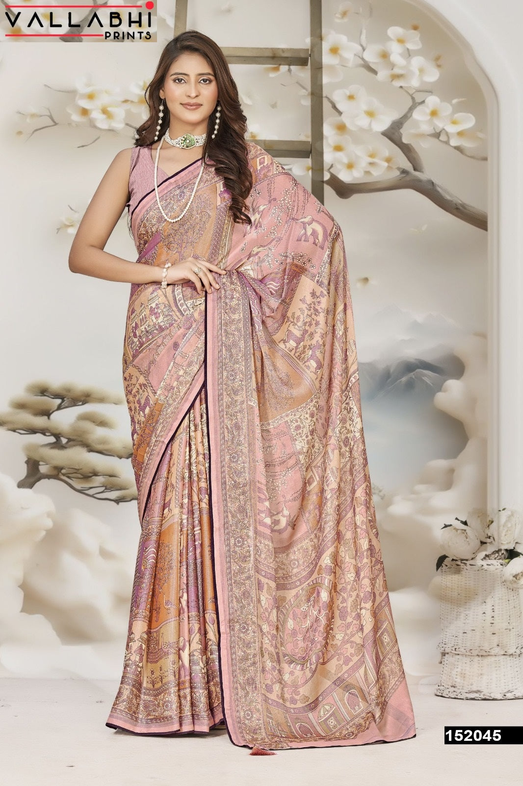 Harvisha Vol 7 Vallabhi Prints Chiffon Sarees Wholesaler