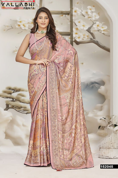 Harvisha Vol 7 Vallabhi Prints Chiffon Sarees Wholesaler