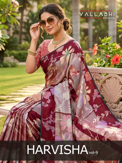 Harvisha Vol 9 Vallabhi Prints Brasso Sarees Manufacturer India