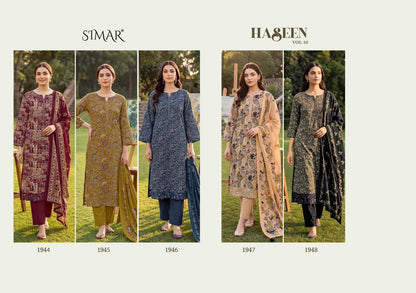 Haseen Vol 10 Simar Viscose Muslin Pant Style Suits Exporter India