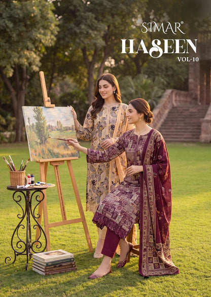 Haseen Vol 10 Simar Viscose Muslin Pant Style Suits Exporter India