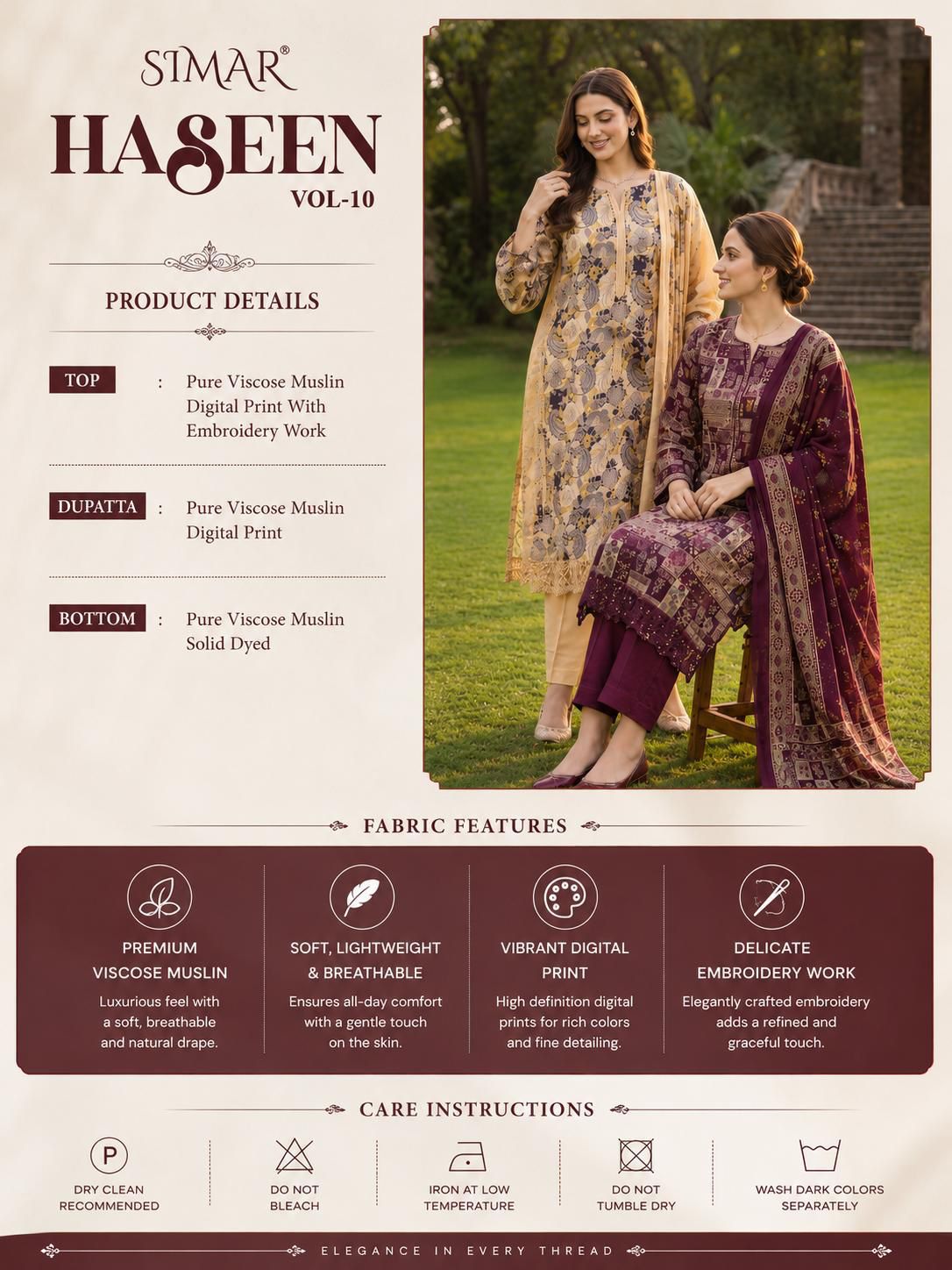 Haseen Vol 10 Simar Viscose Muslin Pant Style Suits Exporter India