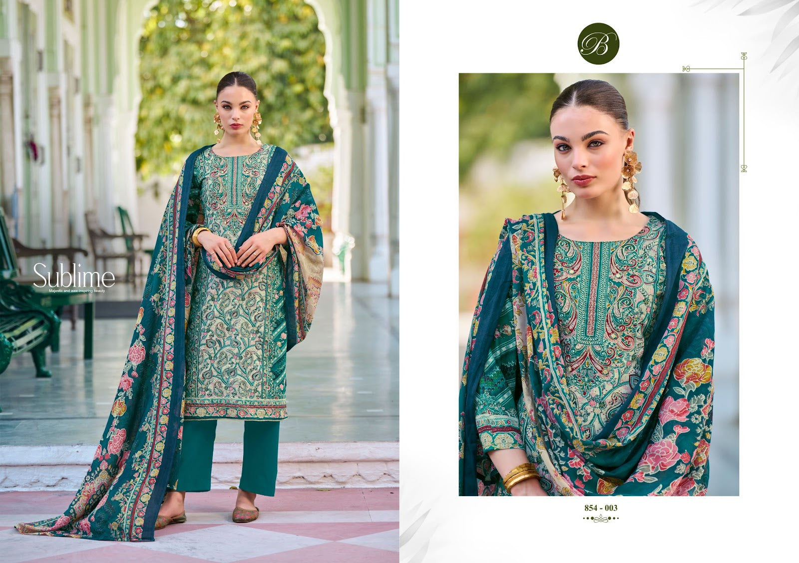 Haseen Belliza Designer Studio Cotton Karachi Readymade Suits Exporter Ahmedabad