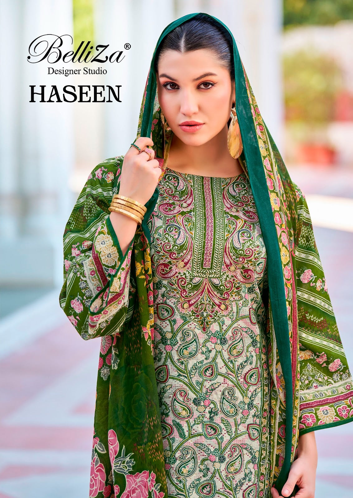 Haseen Belliza Designer Studio Cotton Karachi Readymade Suits Exporter Ahmedabad
