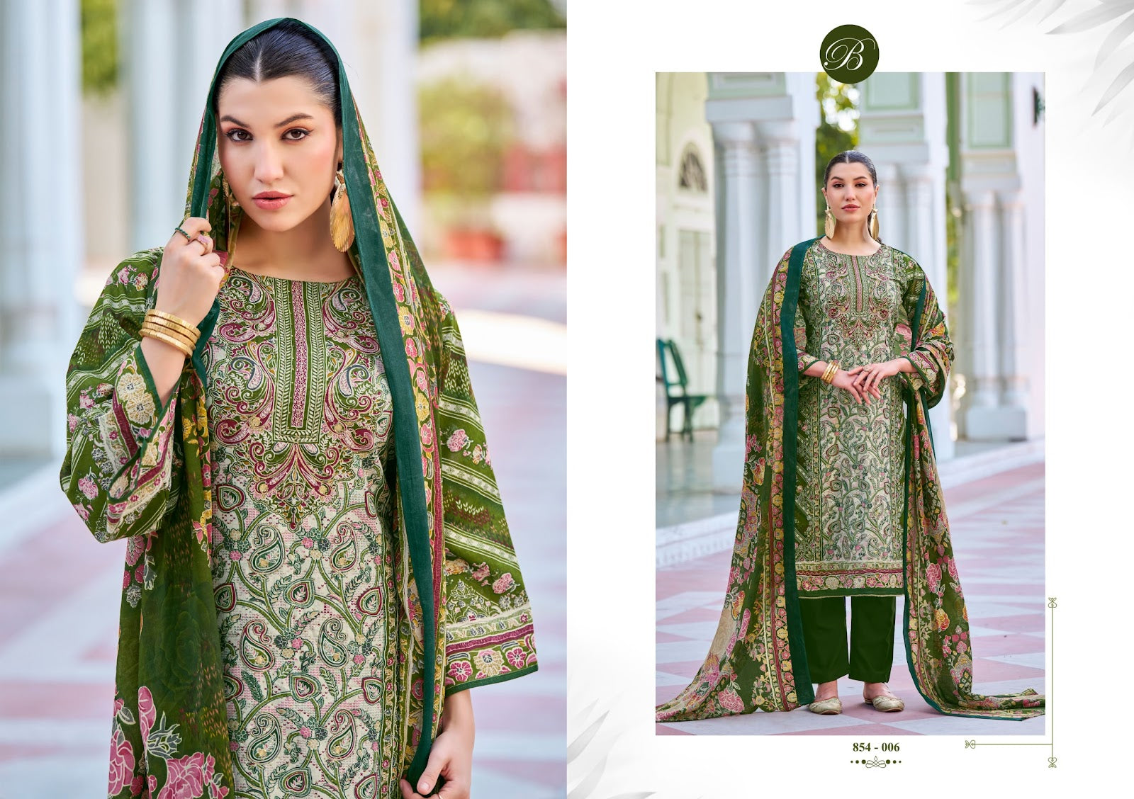 Haseen Belliza Designer Studio Cotton Karachi Readymade Suits Exporter Ahmedabad