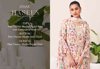 Haseen Hit List 1 Simar Viscose Muslin Pant Style Suits Wholesaler