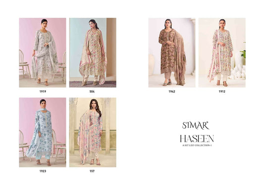 Haseen Hit List 1 Simar Viscose Muslin Pant Style Suits Wholesaler