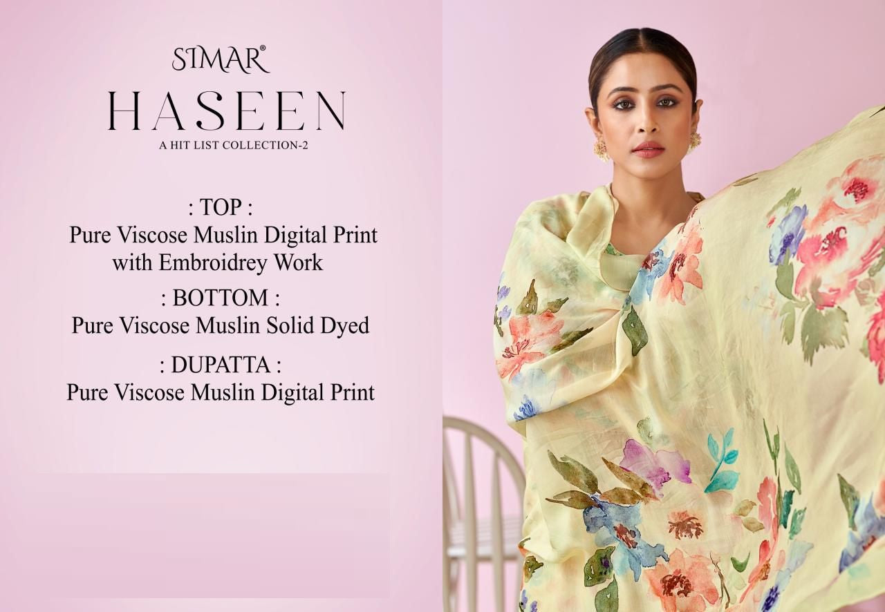 Haseen Hit List 2 Simar Viscose Muslin Pant Style Suits Exporter Gujarat