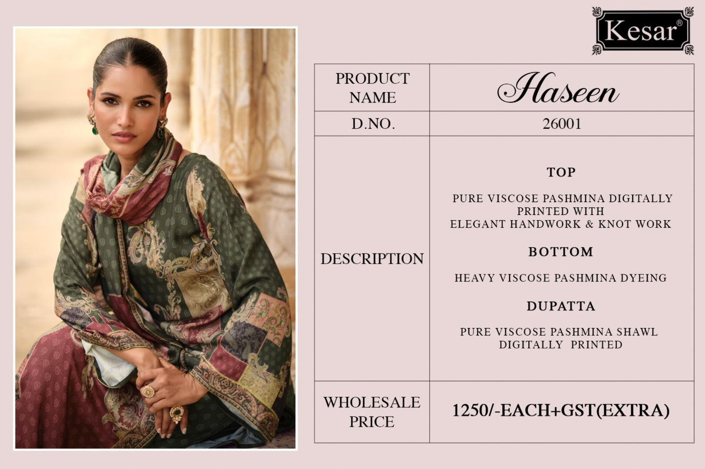 Haseen Kesar Pashmina Suits Supplier Ahmedabad