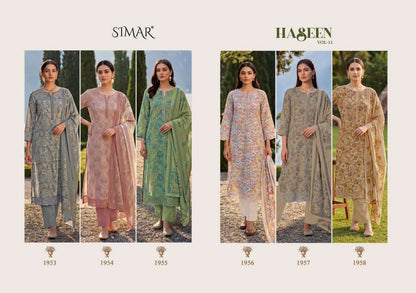 Haseen Vol 11 Simar Viscose Muslin Pant Style Suits Supplier Gujarat