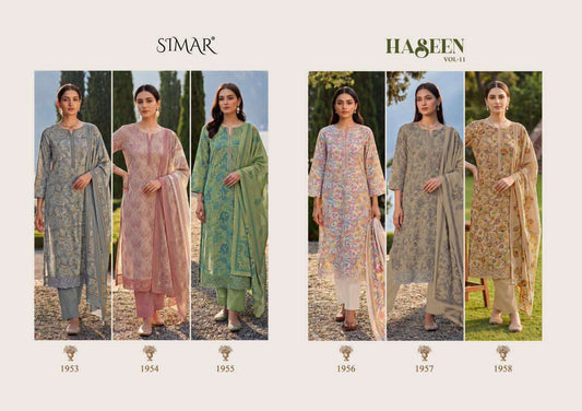 Haseen Vol 11 Simar Viscose Muslin Pant Style Suits Supplier Gujarat