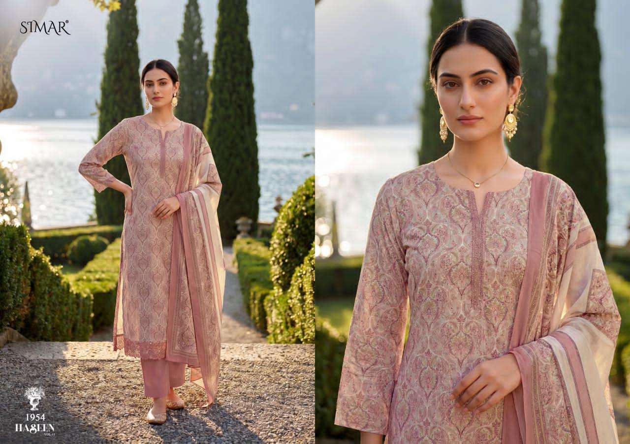 Haseen Vol 11 Simar Viscose Muslin Pant Style Suits Supplier Gujarat