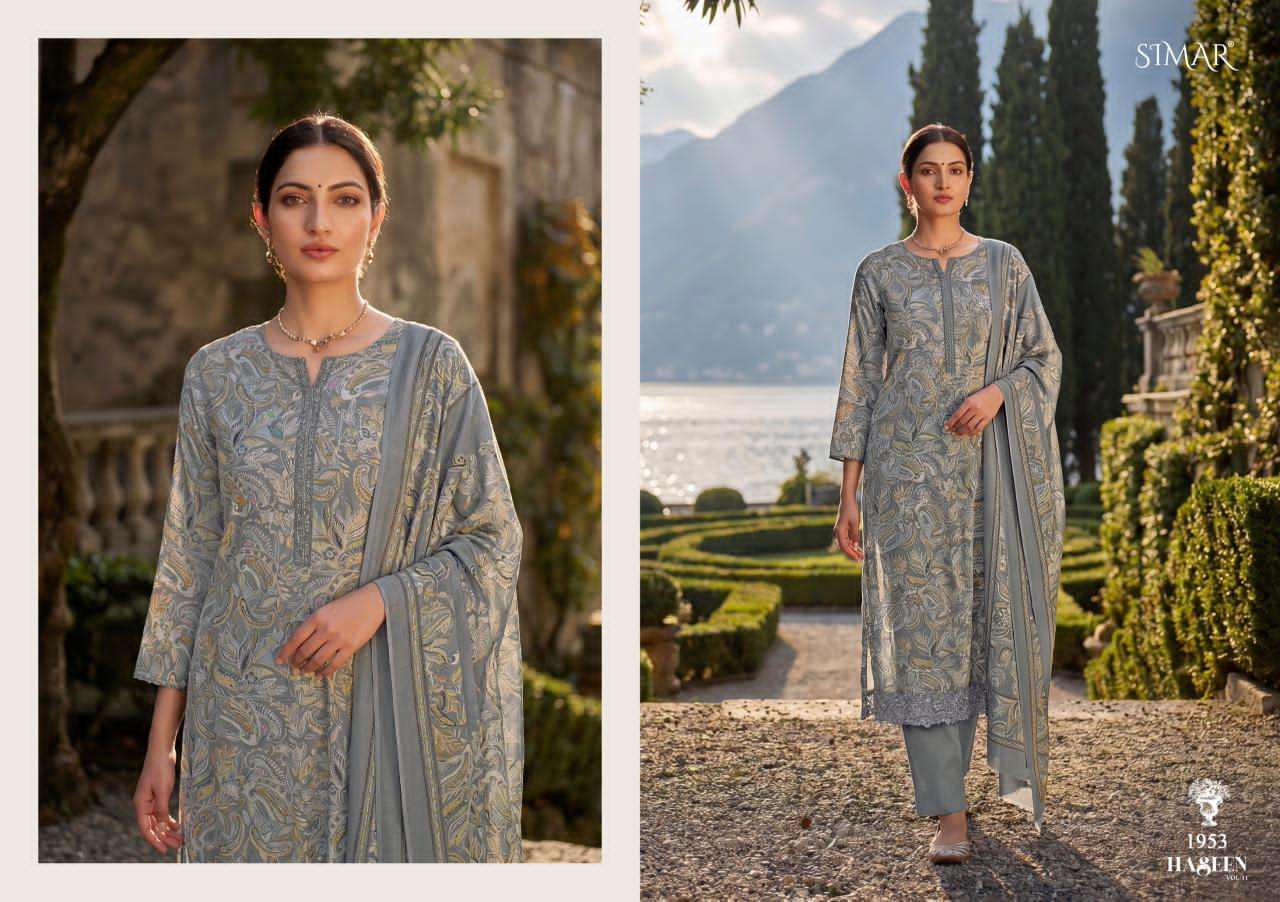 Haseen Vol 11 Simar Viscose Muslin Pant Style Suits Supplier Gujarat