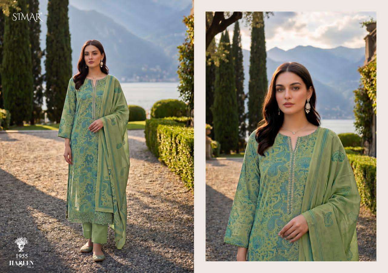 Haseen Vol 11 Simar Viscose Muslin Pant Style Suits Supplier Gujarat
