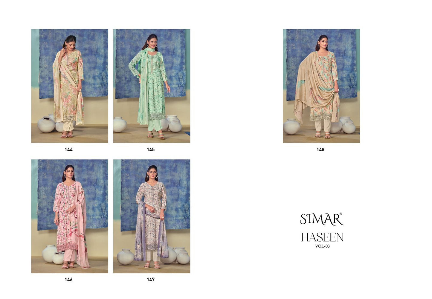 Haseen Vol 3 Simar Viscose Muslin Pant Style Suits