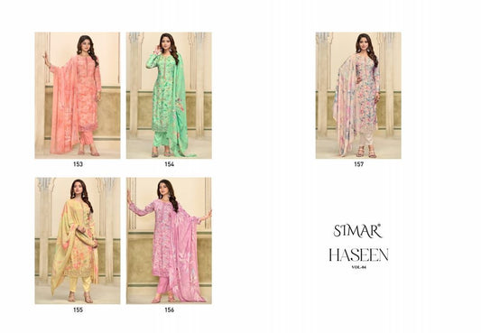 Haseen Vol 4 Simar Viscose Muslin Pant Style Suits Exporter Gujarat