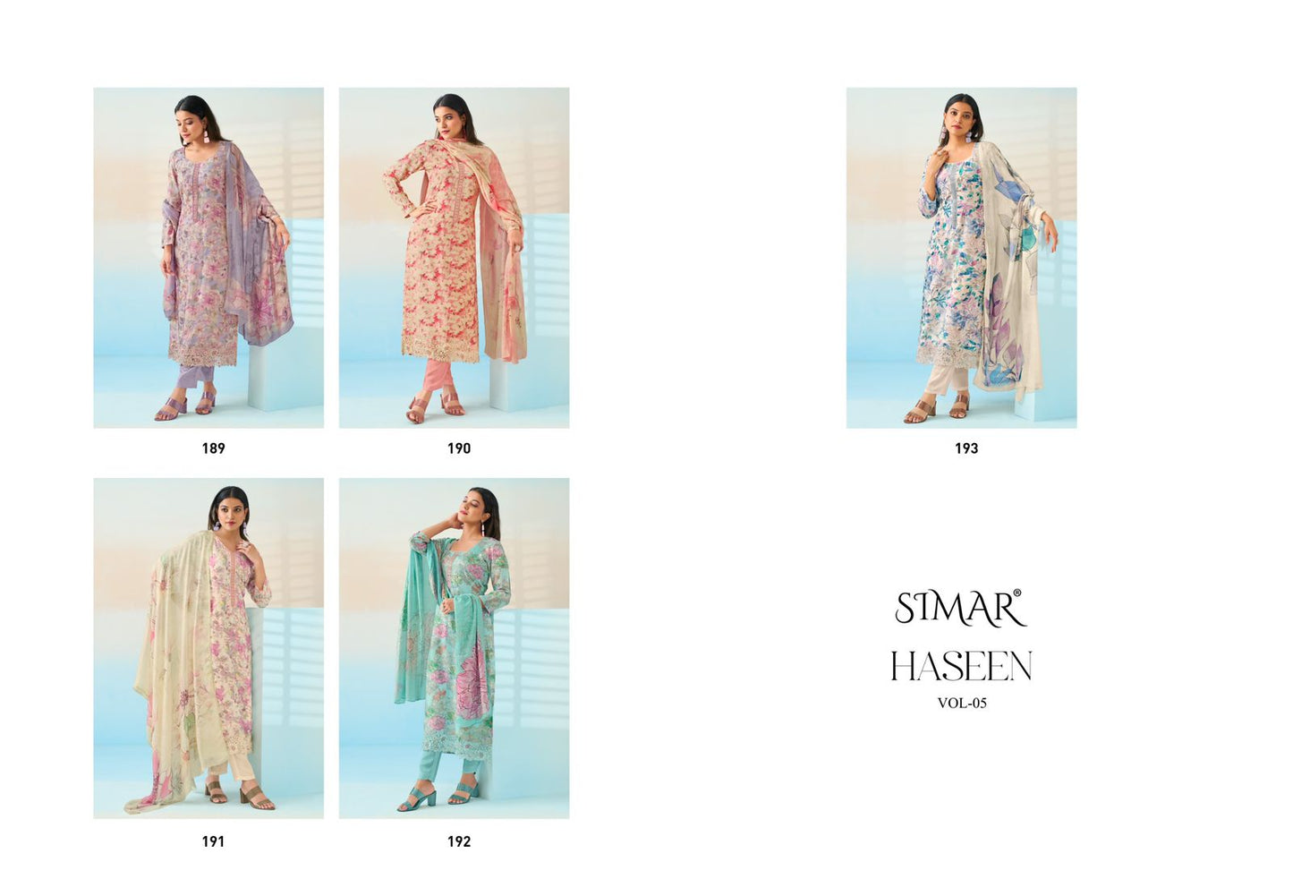 Haseen Vol 5 Simar Viscose Muslin Pant Style Suits Wholesale Price