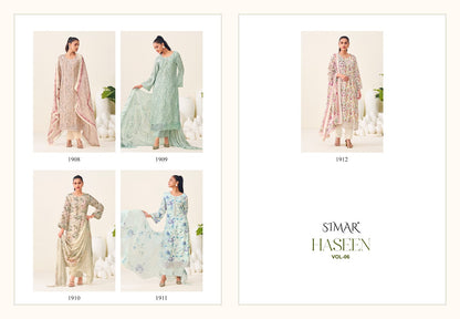 Haseen Vol 6 Simar Pure Viscose Muslin Pant Style Suits Wholesale Price