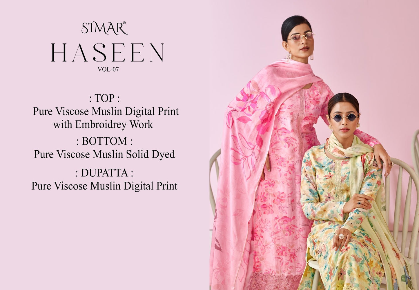Haseen Vol 7 Simar Pure Viscose Pant Style Suits Wholesale