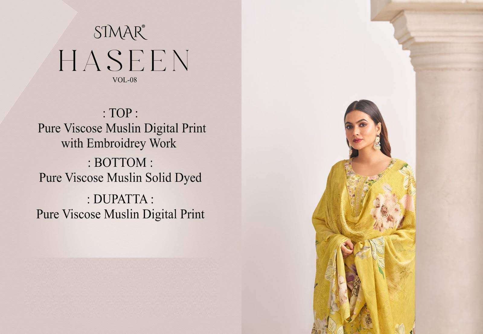 Haseen Vol 8 Simar Pure Viscose Pant Style Suits Manufacturer Gujarat