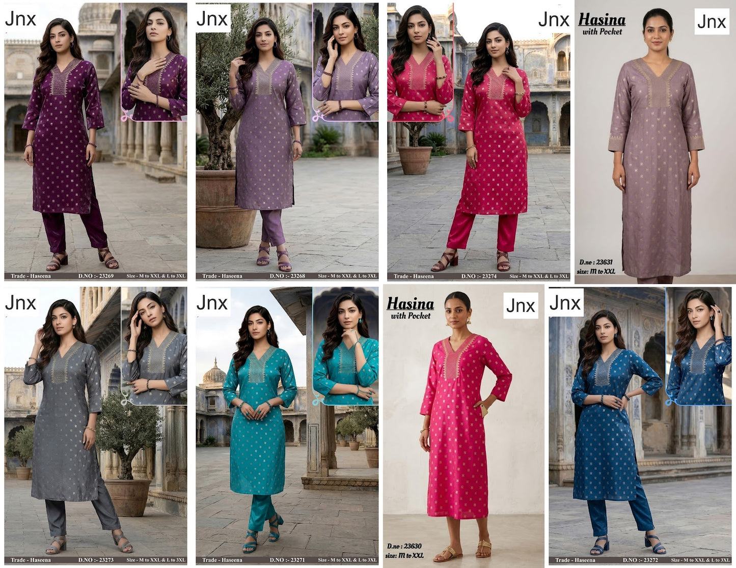 Haseena Jnx Roman Kurti Pant Set Exporter India