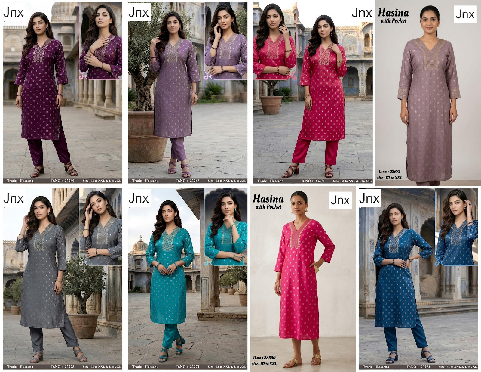 Haseena Jnx Roman Kurti Pant Set Exporter India